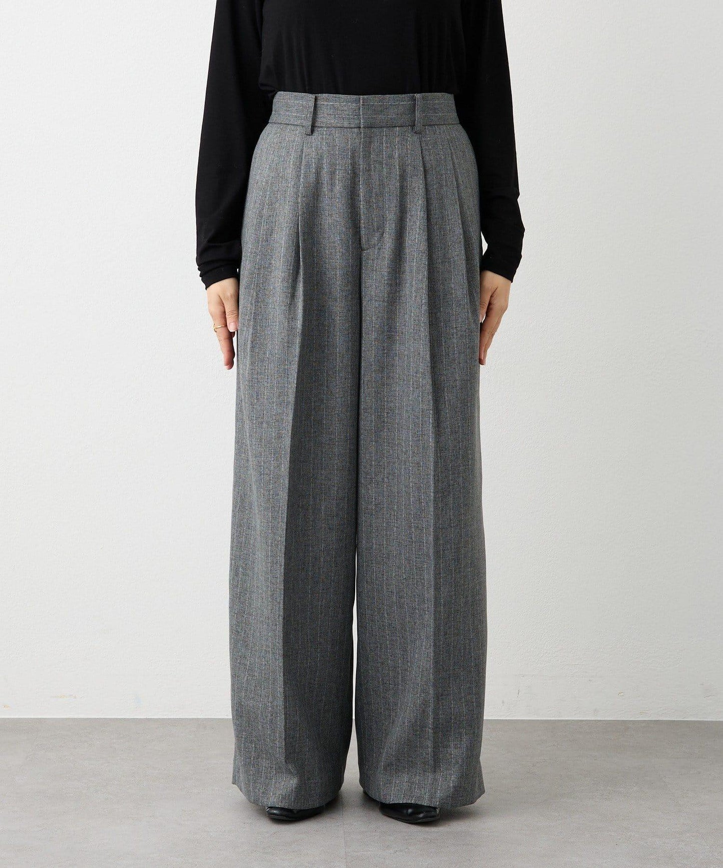 【可搭配套裝】羊毛斜紋雙褶長褲