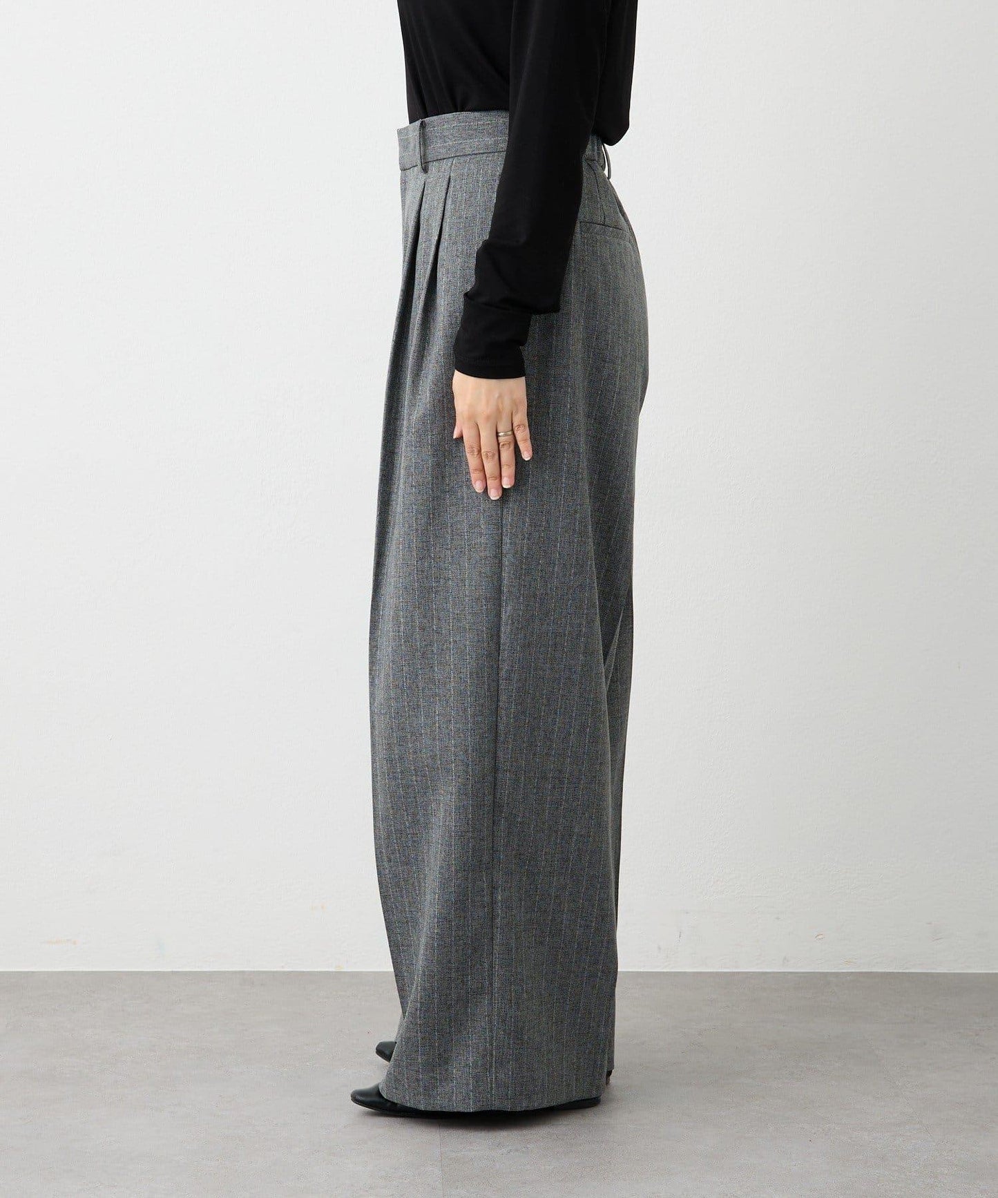 【可搭配套裝】羊毛斜紋雙褶長褲