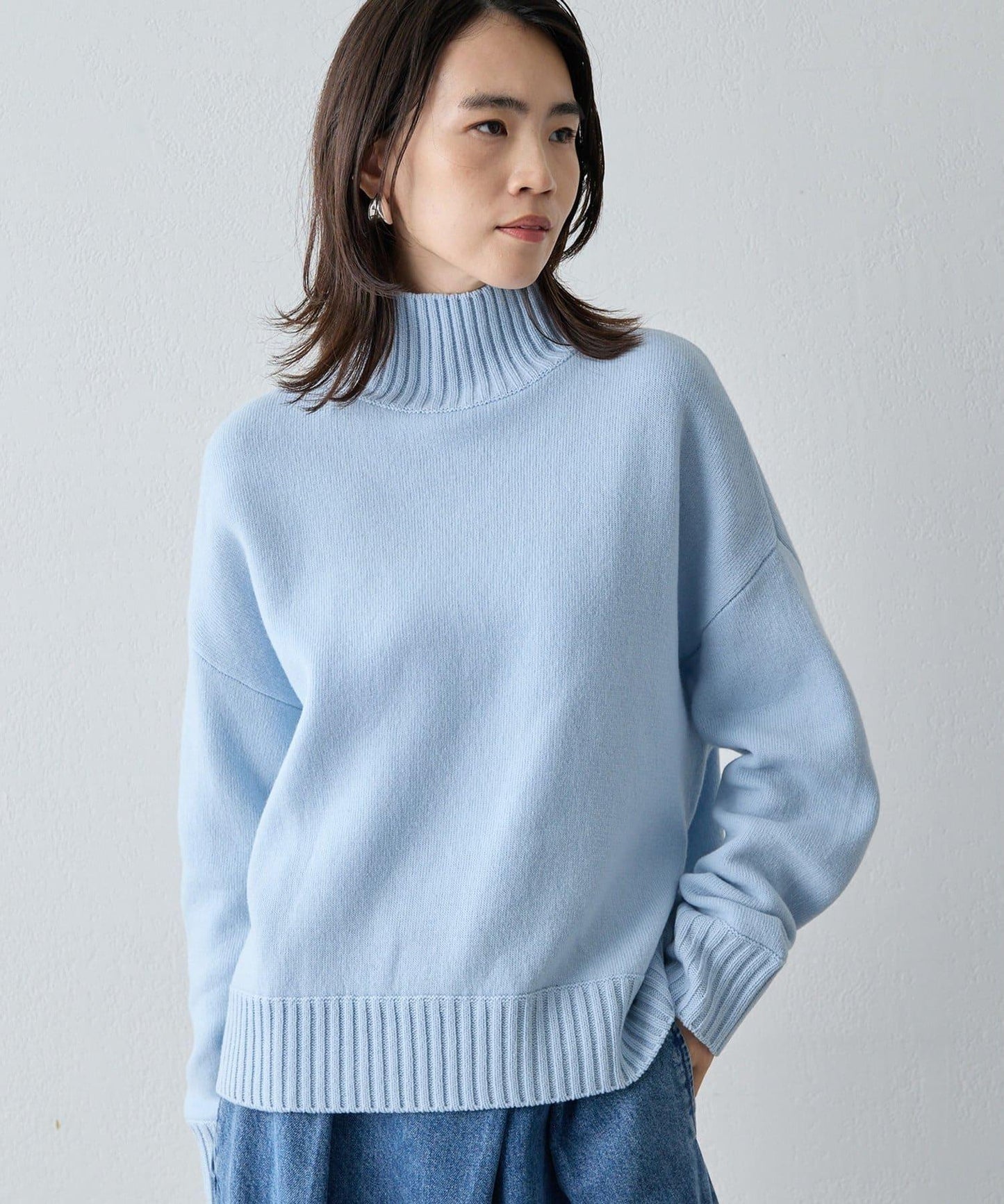 【Drawing Numbers】接結寬鬆高領針織衫