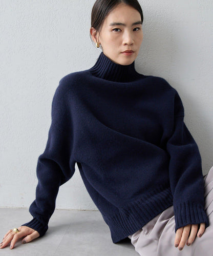 【Drawing Numbers】接結寬鬆高領針織衫