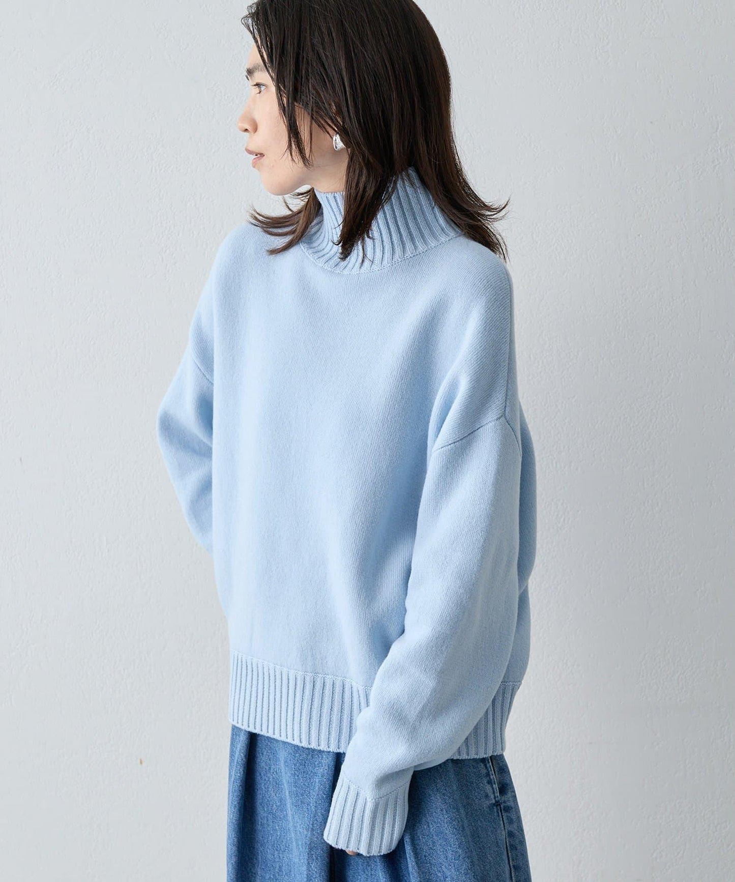 【Drawing Numbers】接結寬鬆高領針織衫