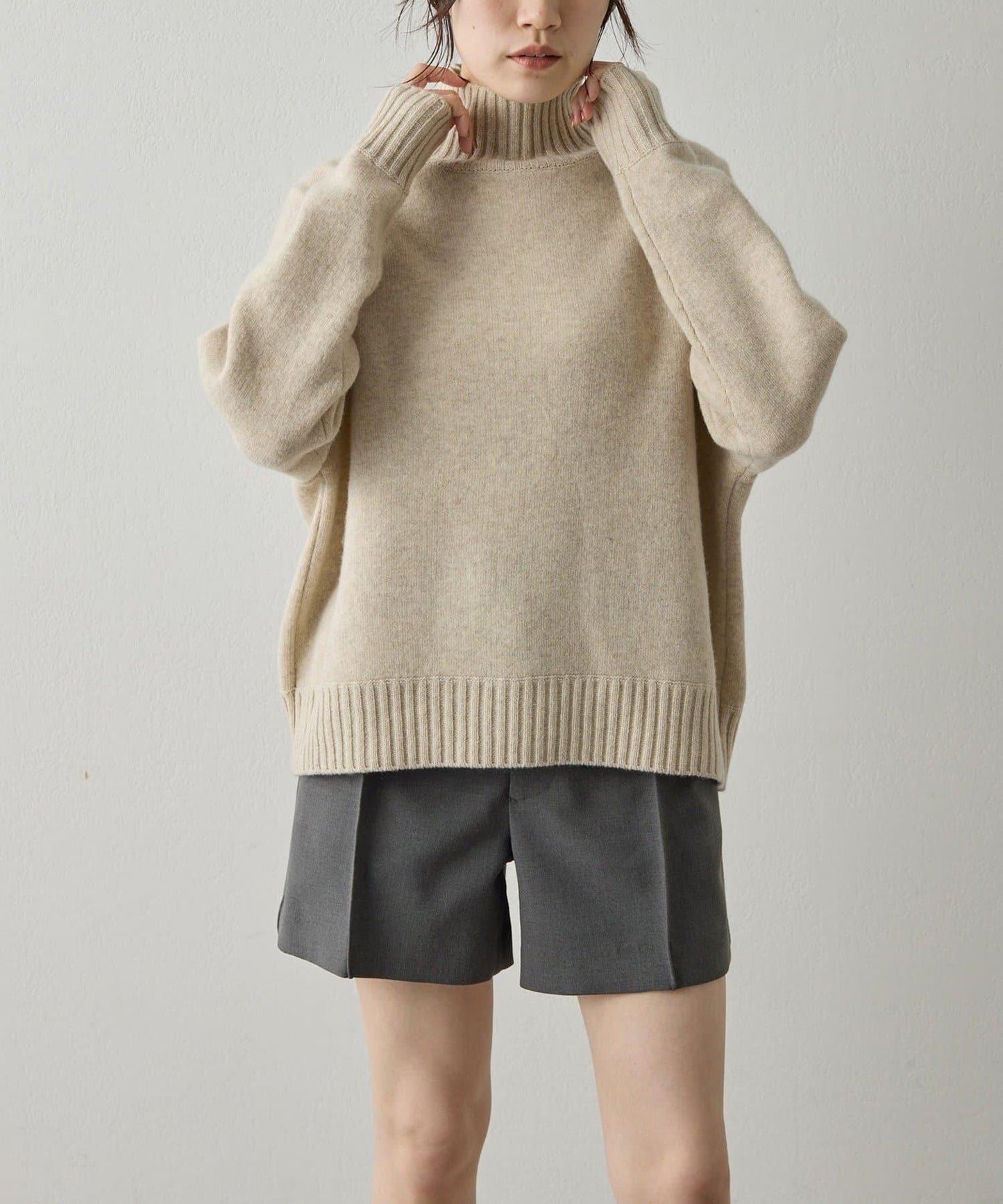 【Drawing Numbers】接結寬鬆高領針織衫