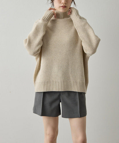 【Drawing Numbers】接結寬鬆高領針織衫