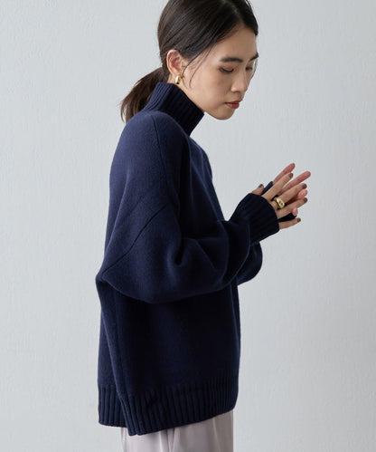 【Drawing Numbers】接結寬鬆高領針織衫