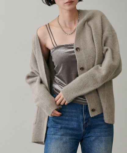 【LARUTA】帶胸墊天鵝絨吊帶背心