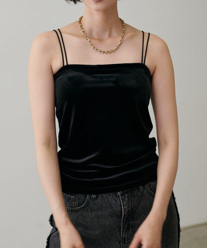 【LARUTA】帶胸墊天鵝絨吊帶背心