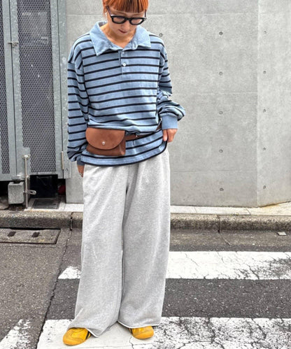 水洗工藝條紋翻領上衣