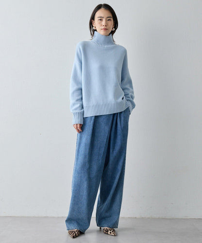 【Drawing Numbers】接結寬鬆高領針織衫