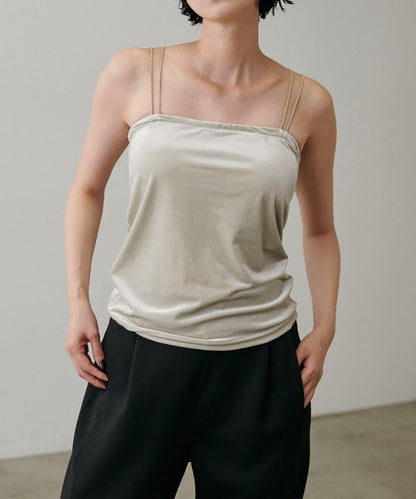 【LARUTA】帶胸墊天鵝絨吊帶背心