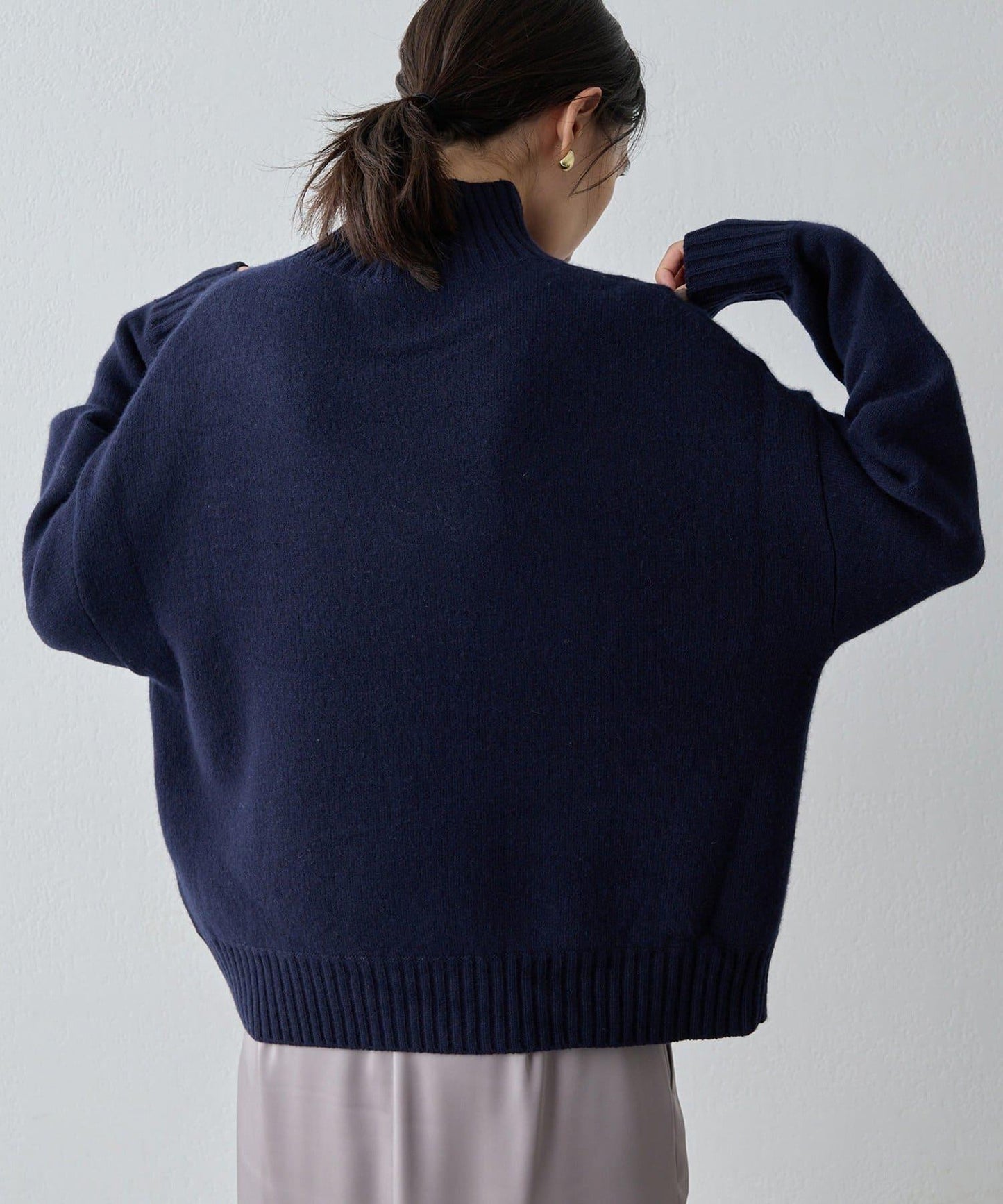 【Drawing Numbers】接結寬鬆高領針織衫