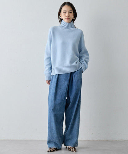 【Drawing Numbers】接結寬鬆高領針織衫