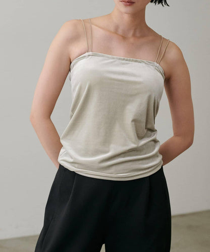 【LARUTA】帶胸墊天鵝絨吊帶背心