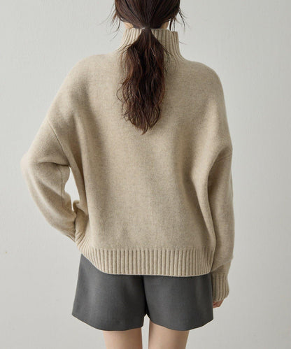 【Drawing Numbers】接結寬鬆高領針織衫