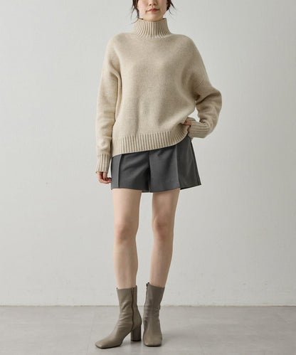 【Drawing Numbers】接結寬鬆高領針織衫