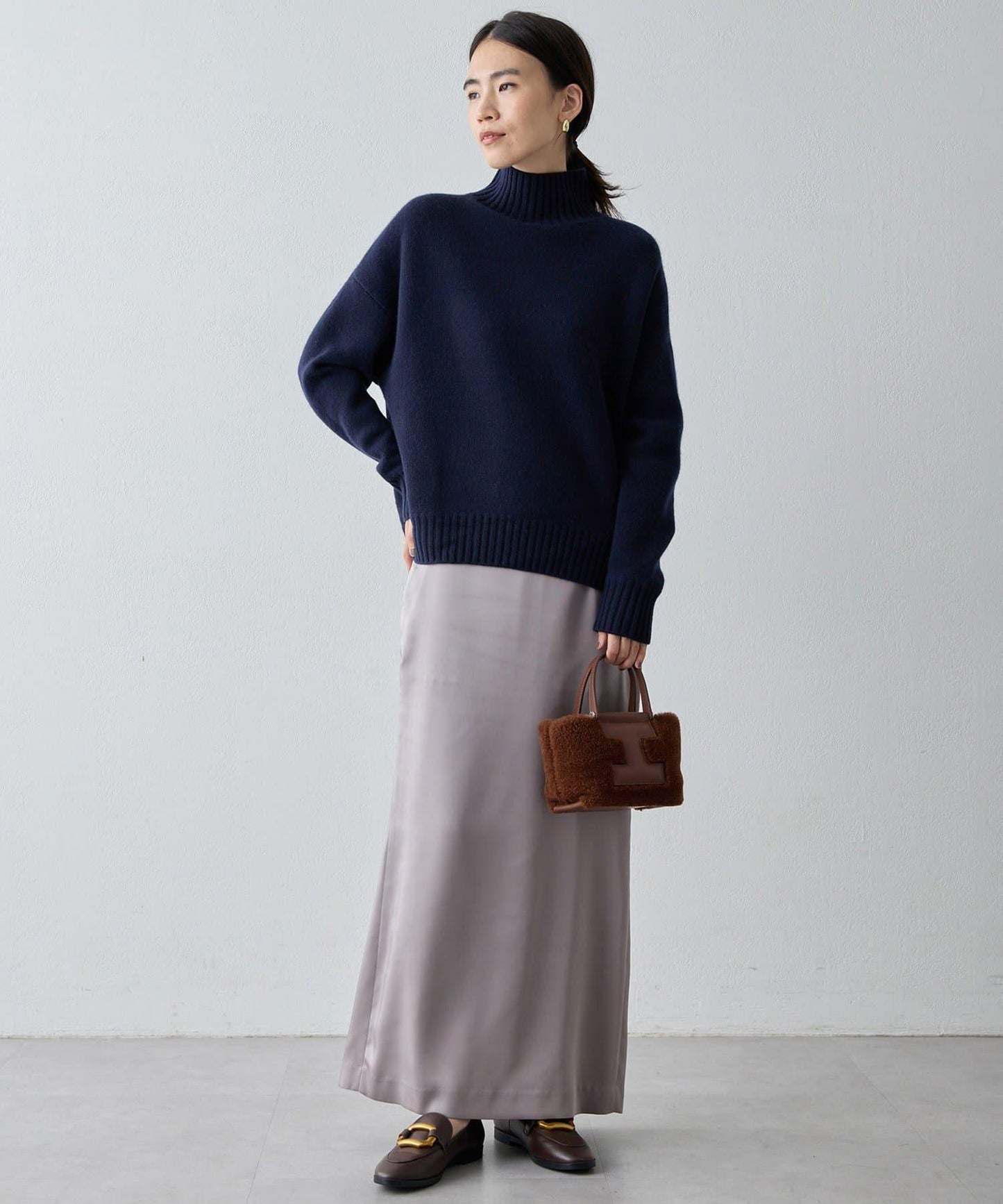 【Drawing Numbers】接結寬鬆高領針織衫