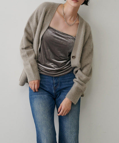 【LARUTA】帶胸墊天鵝絨吊帶背心