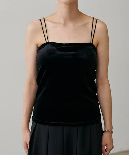 【LARUTA】帶胸墊天鵝絨吊帶背心