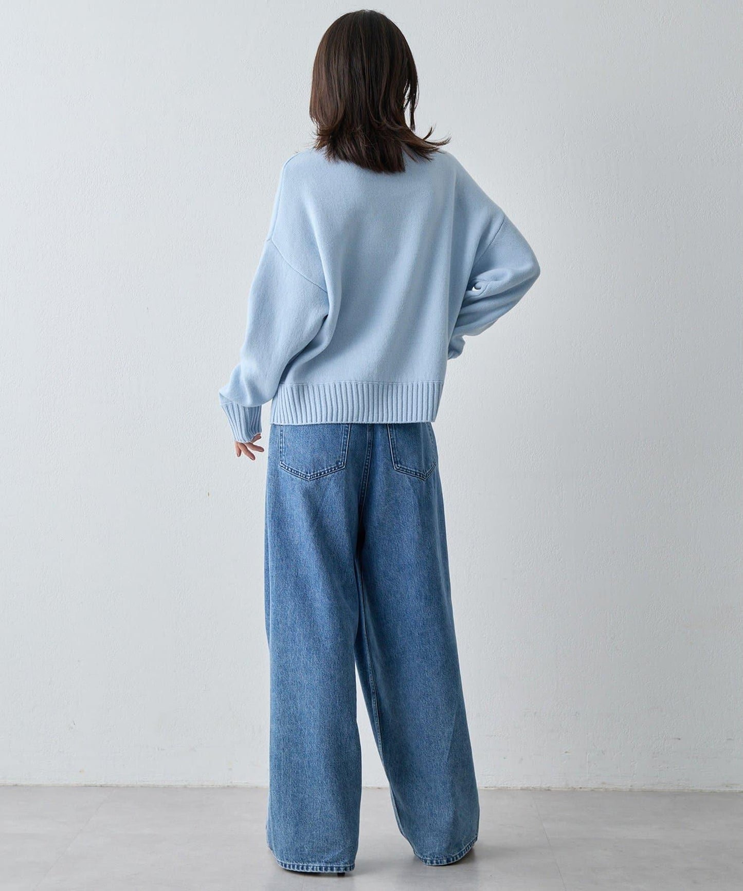 【Drawing Numbers】接結寬鬆高領針織衫