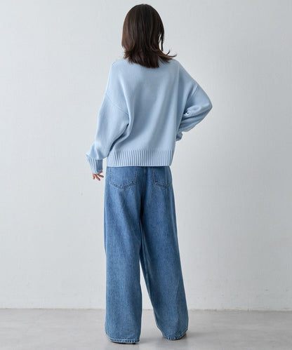 【Drawing Numbers】接結寬鬆高領針織衫