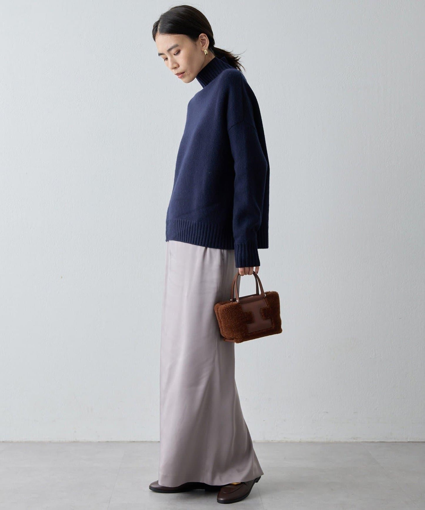 【Drawing Numbers】接結寬鬆高領針織衫