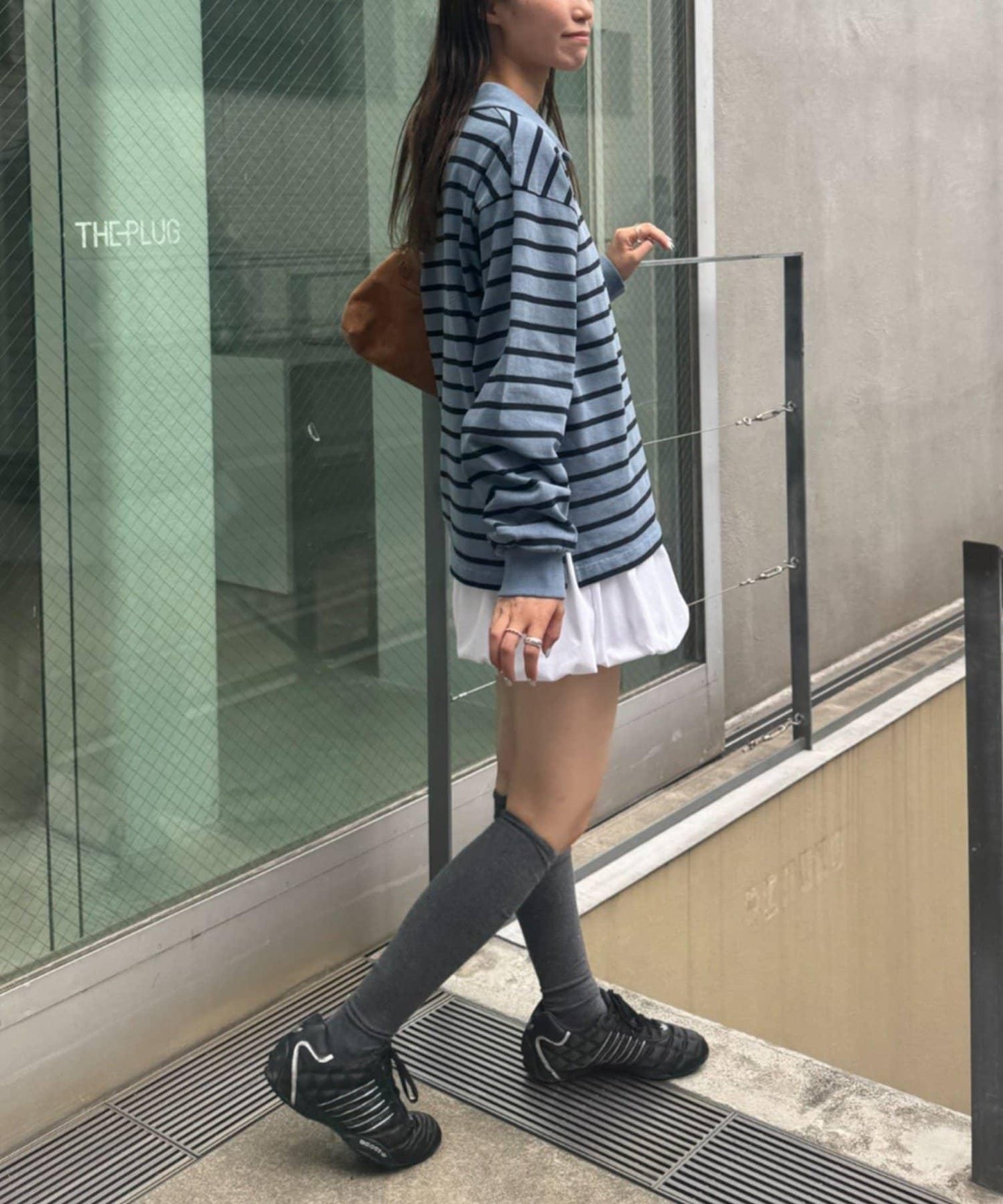 水洗工藝條紋翻領上衣