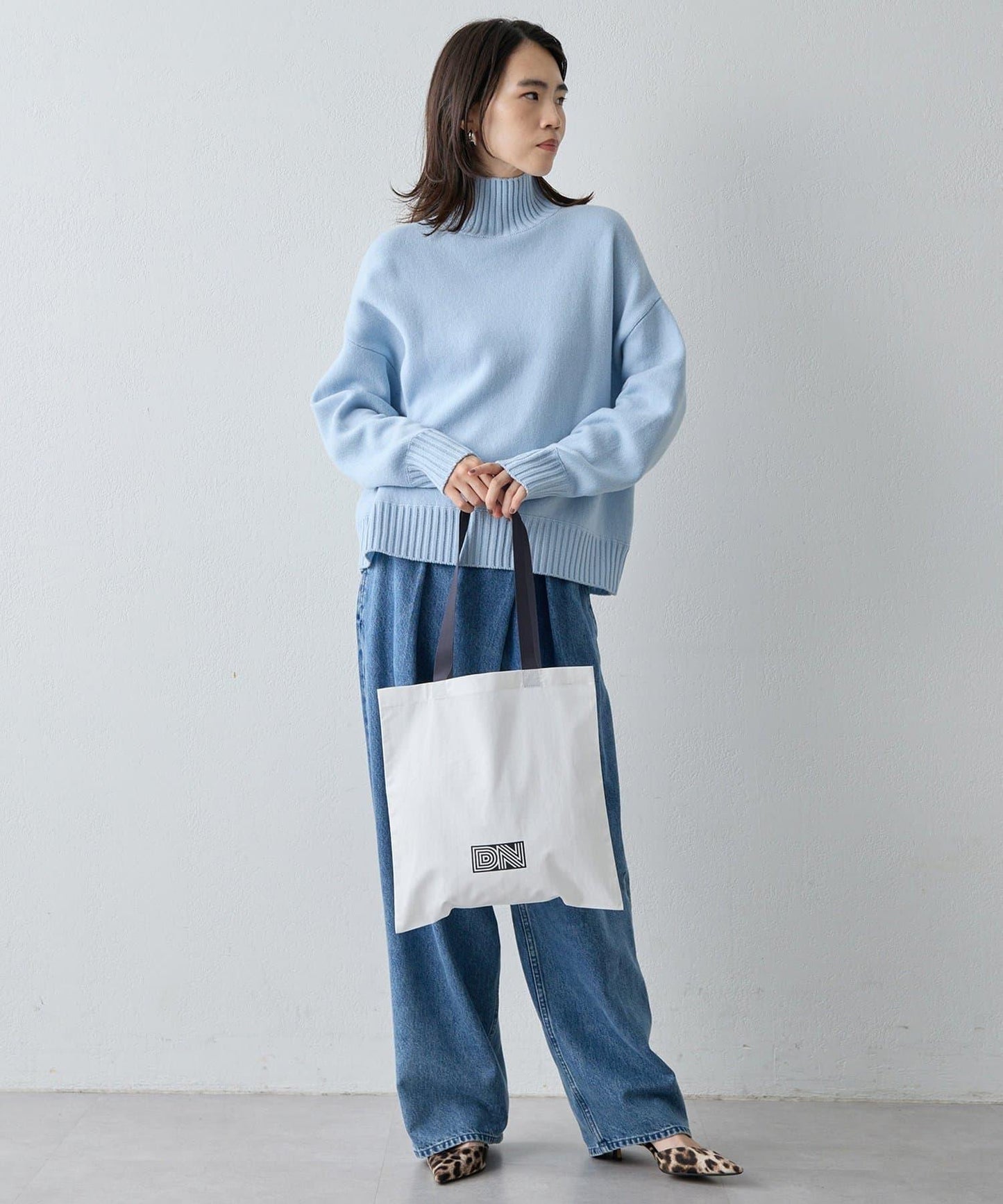 【Drawing Numbers】接結寬鬆高領針織衫