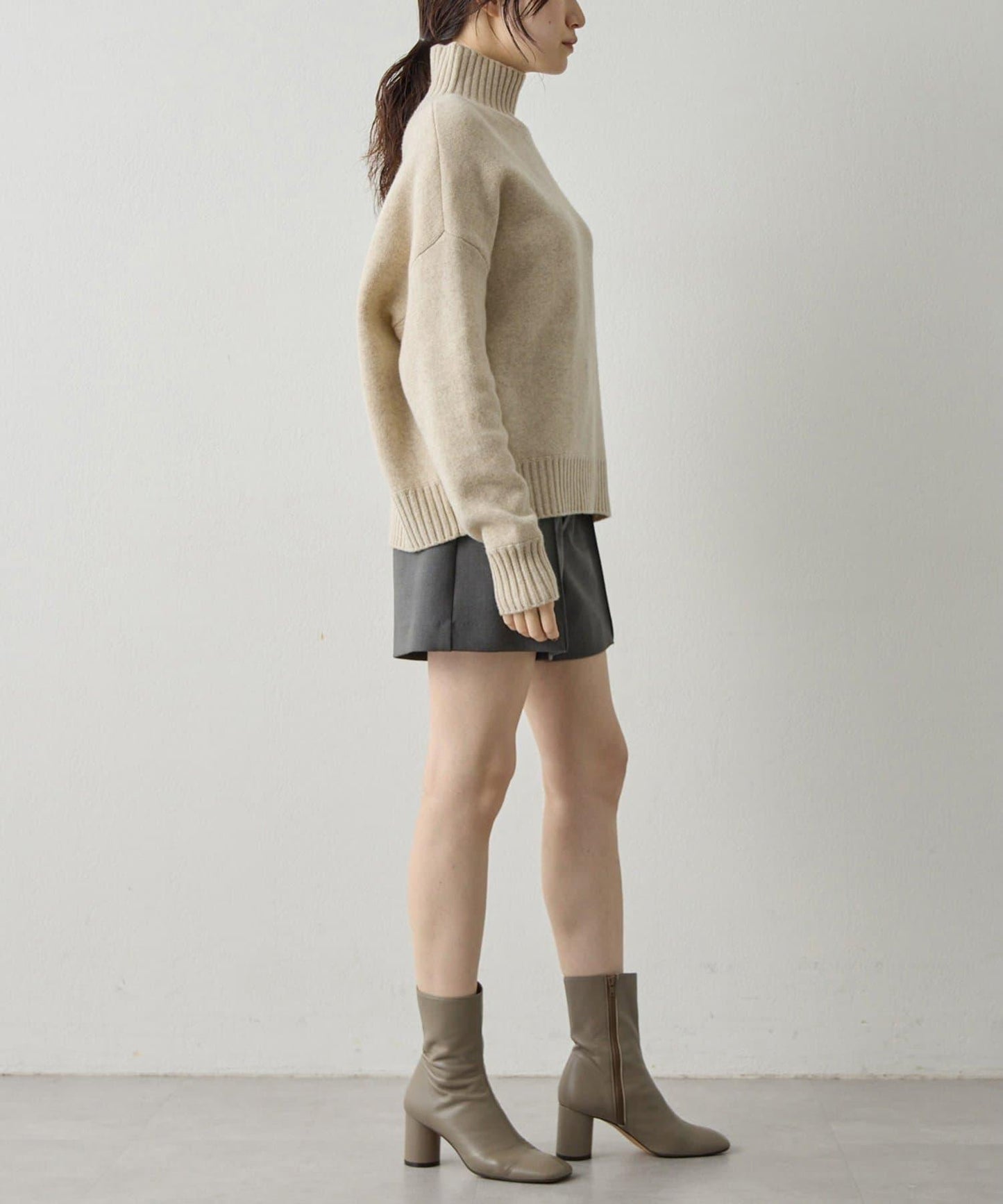 【Drawing Numbers】接結寬鬆高領針織衫