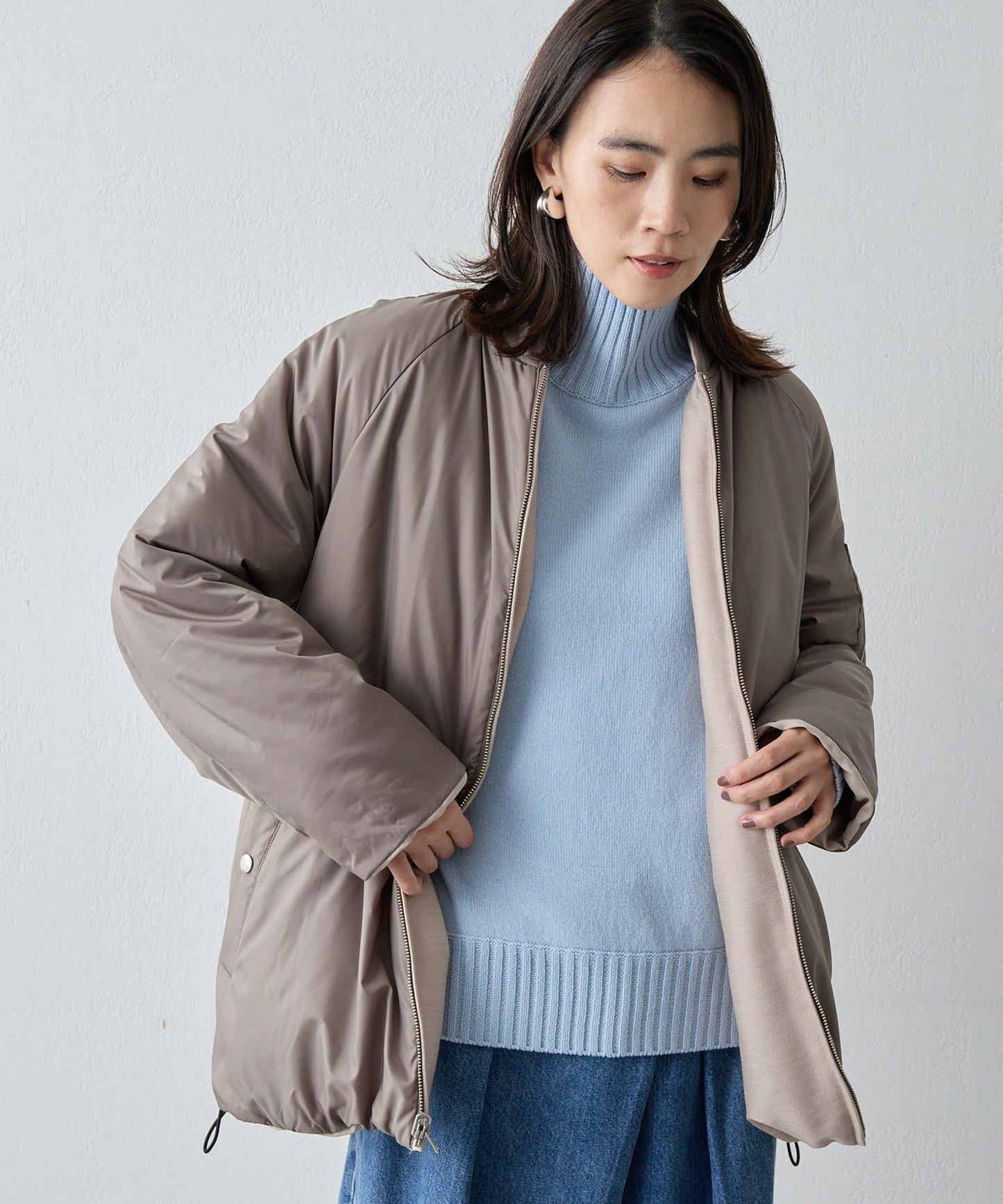 【Drawing Numbers】接結寬鬆高領針織衫