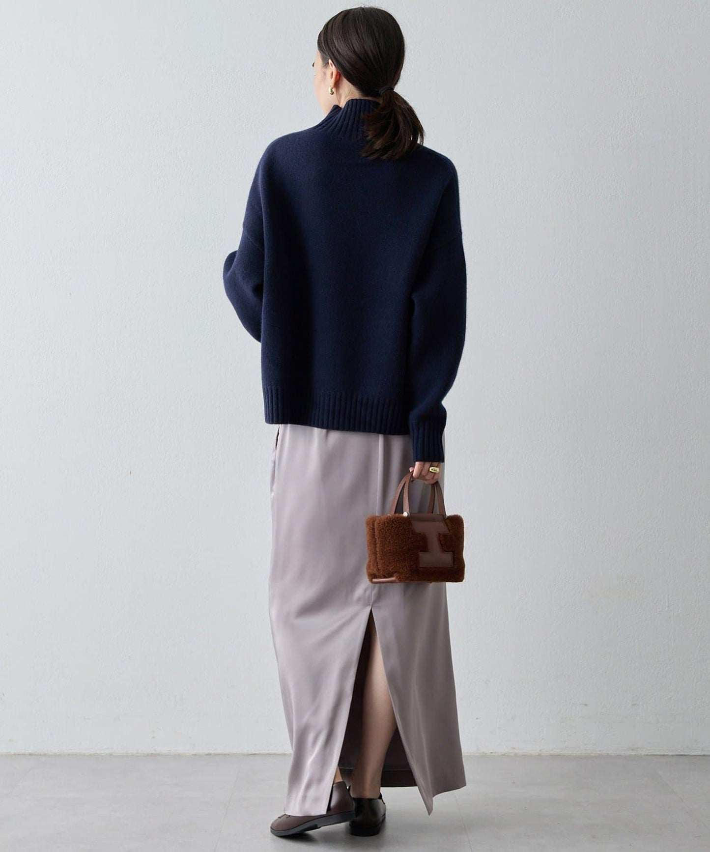 【Drawing Numbers】接結寬鬆高領針織衫