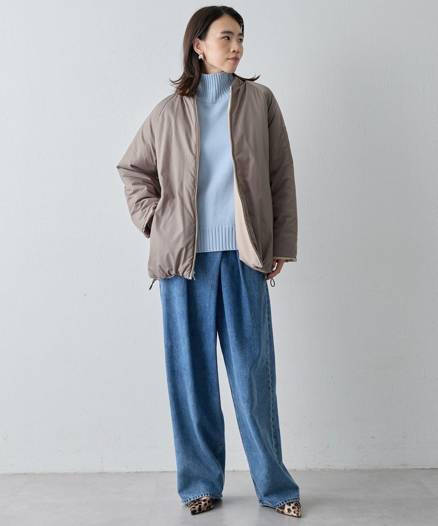 【Drawing Numbers】接結寬鬆高領針織衫