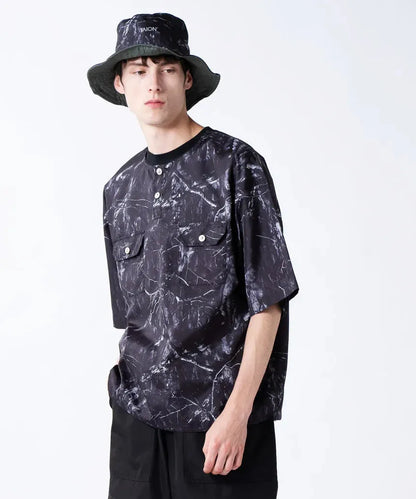 TAION UNISEX 無羽絨軍旅風亨利領半袖T恤