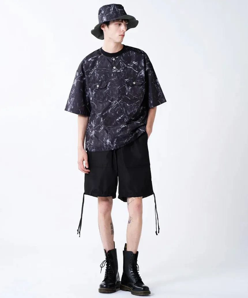 TAION UNISEX 無羽絨軍旅風亨利領半袖T恤