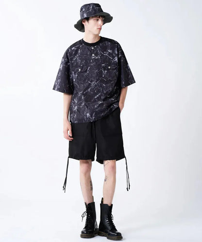TAION UNISEX 無羽絨軍旅風亨利領半袖T恤