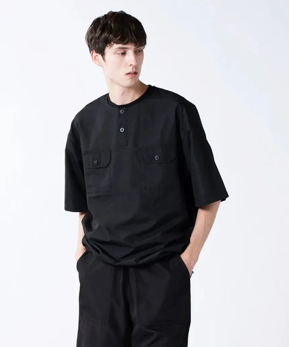 TAION UNISEX 無羽絨軍旅風亨利領半袖T恤