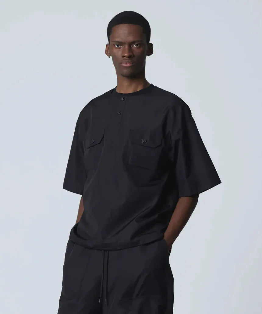 TAION UNISEX 無羽絨軍旅風亨利領半袖T恤