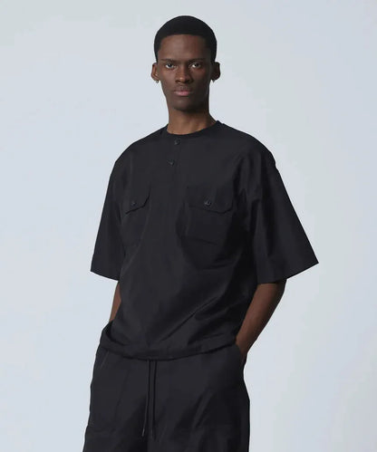 TAION UNISEX 無羽絨軍旅風亨利領半袖T恤