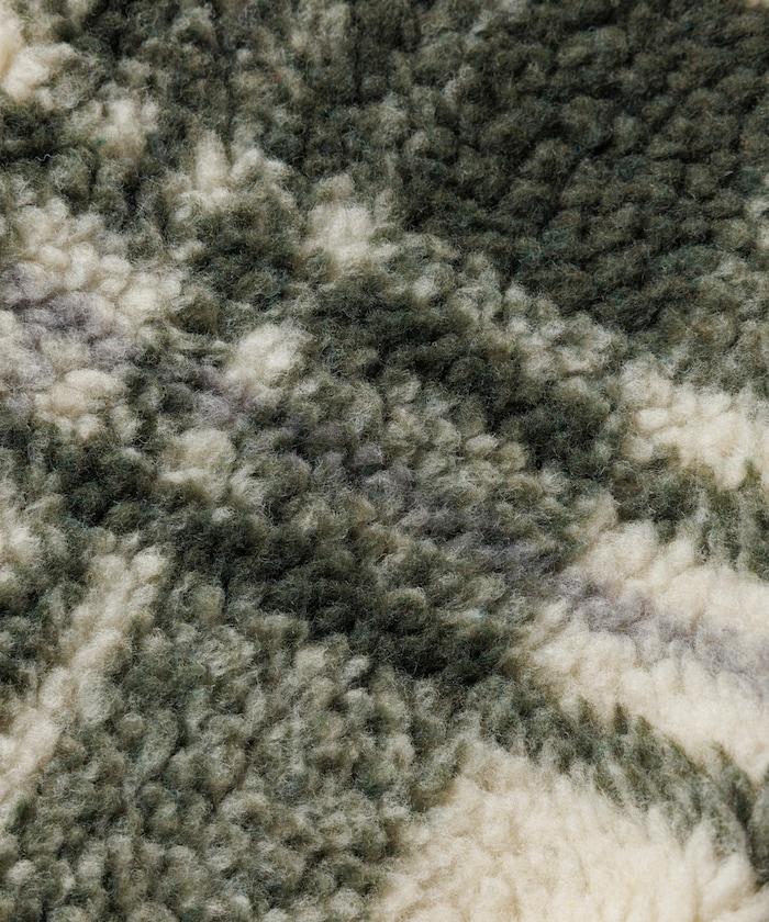 格紋羊羔絨抓絨圍巾