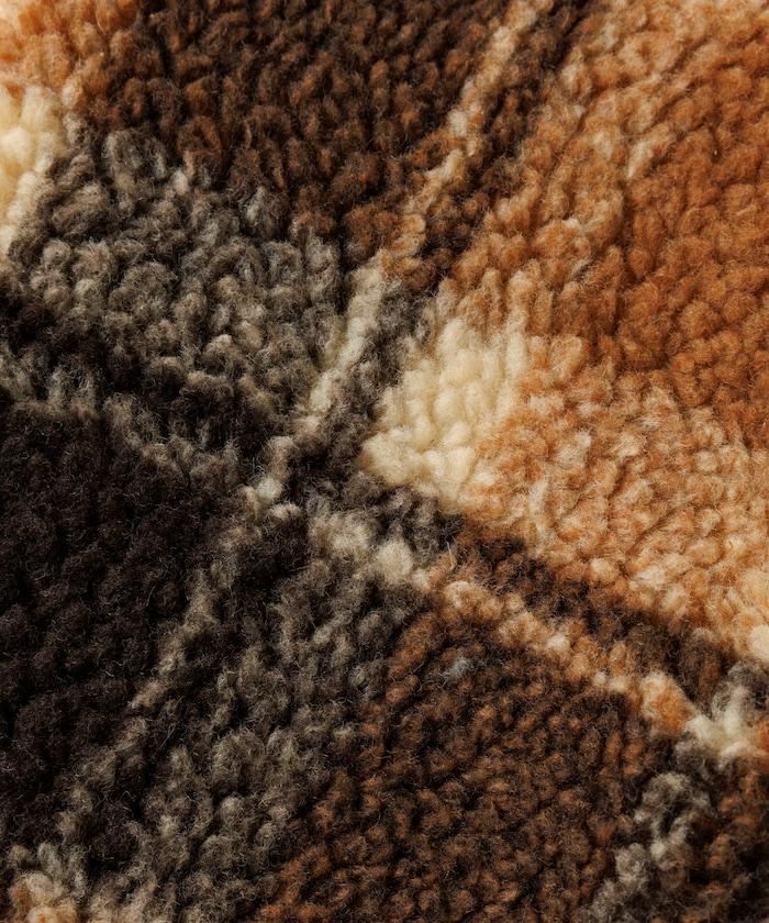 格紋羊羔絨抓絨圍巾