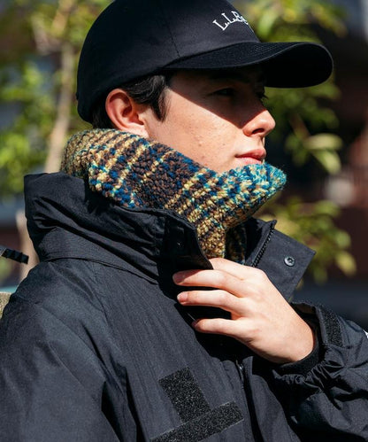 格紋羊羔絨抓絨圍巾