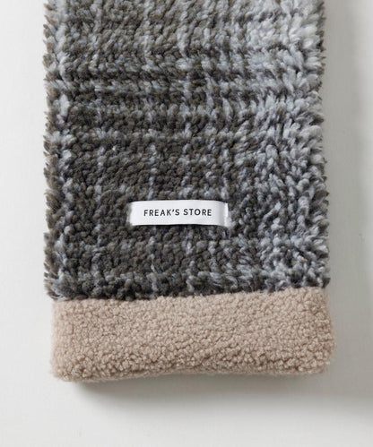 格紋羊羔絨抓絨圍巾