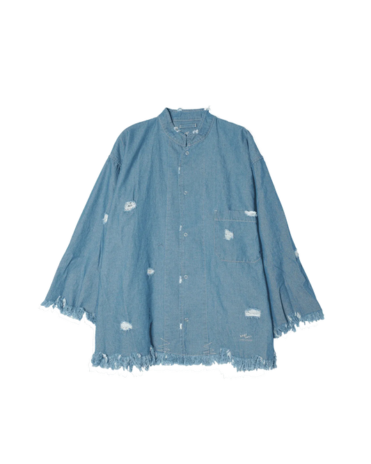 ARMY TWILL 做舊淺色牛仔 按扣襯衫