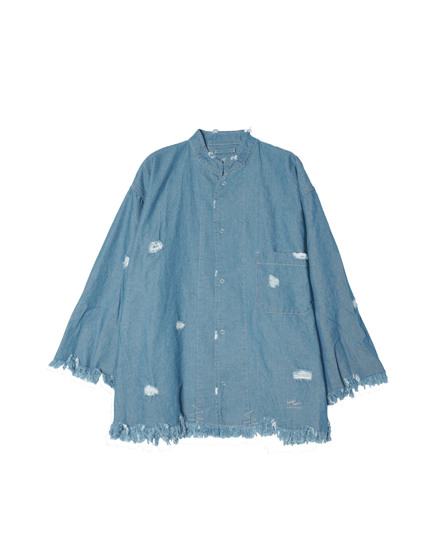 ARMY TWILL 做舊淺色牛仔 按扣襯衫