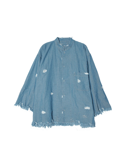 ARMY TWILL 做舊淺色牛仔 按扣襯衫