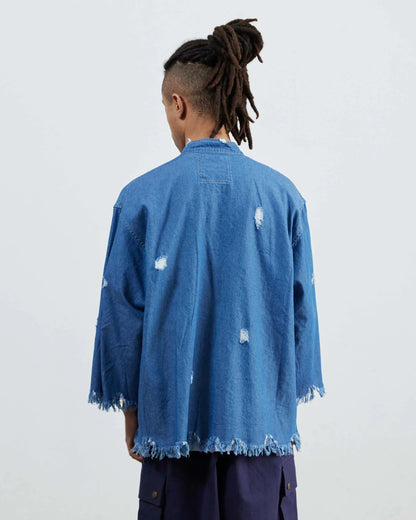 ARMY TWILL 做舊淺色牛仔 按扣襯衫
