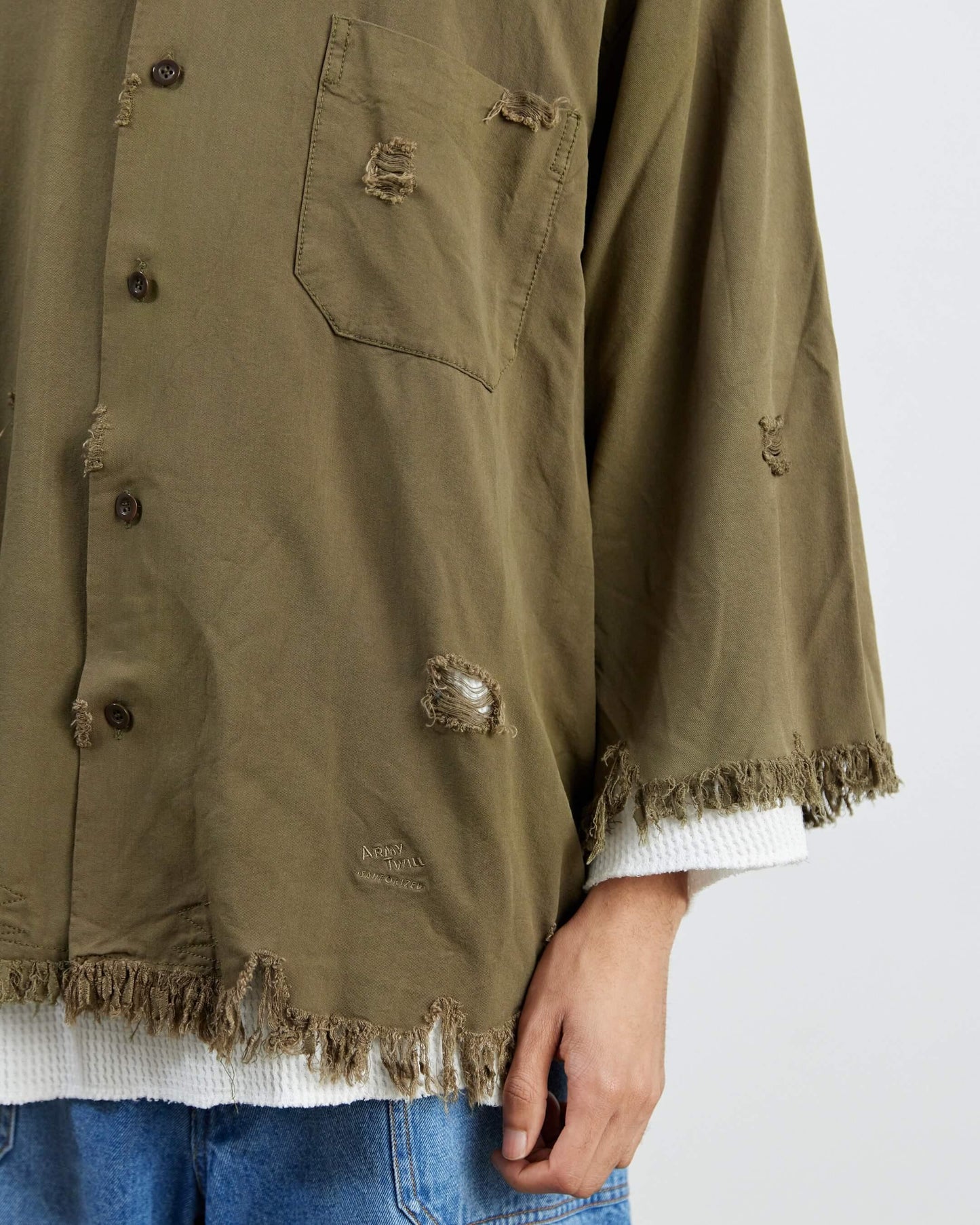 ARMY TWILL 破損做舊軟斜紋襯衫