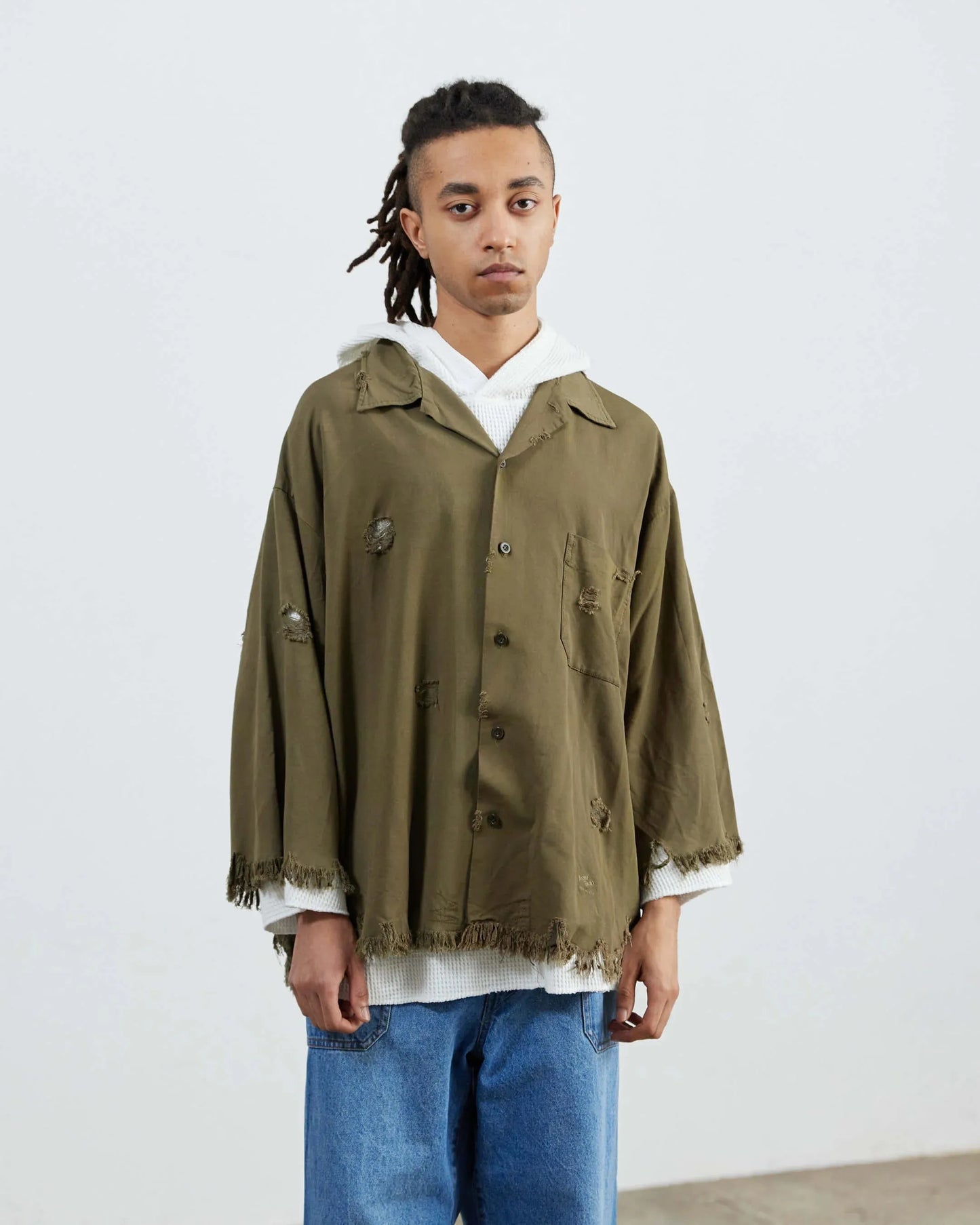 ARMY TWILL 破損做舊軟斜紋襯衫