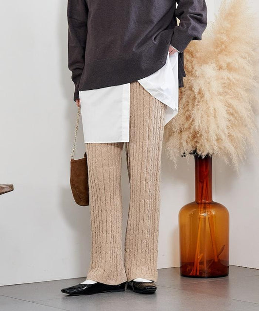 絨線編織針織長褲