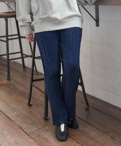 絨線編織針織長褲