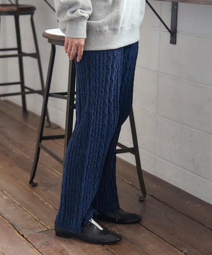 絨線編織針織長褲