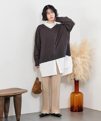 絨線編織針織長褲